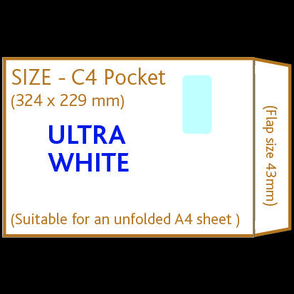 C4 Pocket Envelope (window) <br> Printed to front only