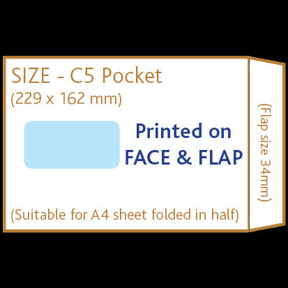 C5 Pocket Envelope (window) <br> Printed to front & flap